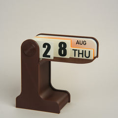 LayerStory FlipDate Retro Perpetual Desk Calendar in Brown– minimalist desk accessory