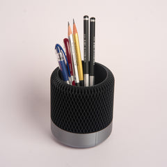 Dual-tone mesh texture desk organizer for pens and stationery
