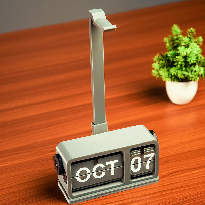 Minimalist headphone holder add-on for FlipDate Retro Perpetual Desk Calendar