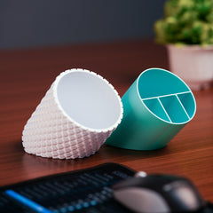 Modern hexagonal textured desk organizer for pens and tools