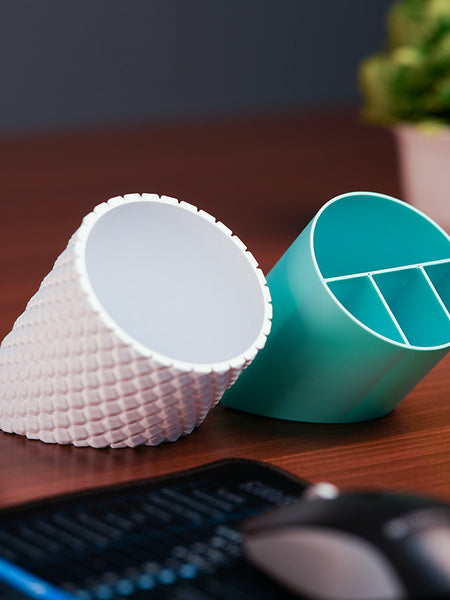 Modern hexagonal textured desk organizer for pens and tools