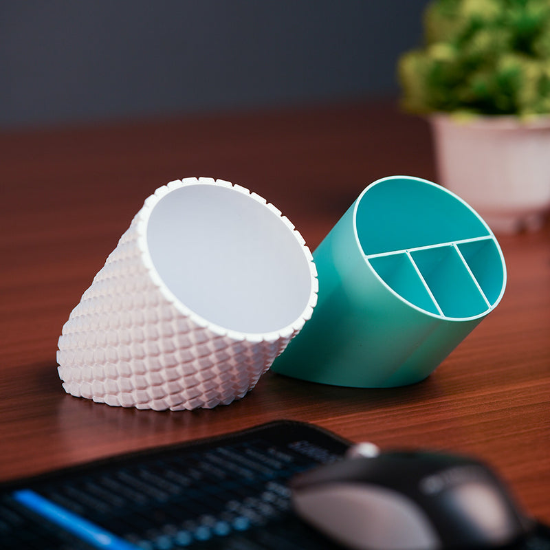 Modern hexagonal textured desk organizer for pens and tools