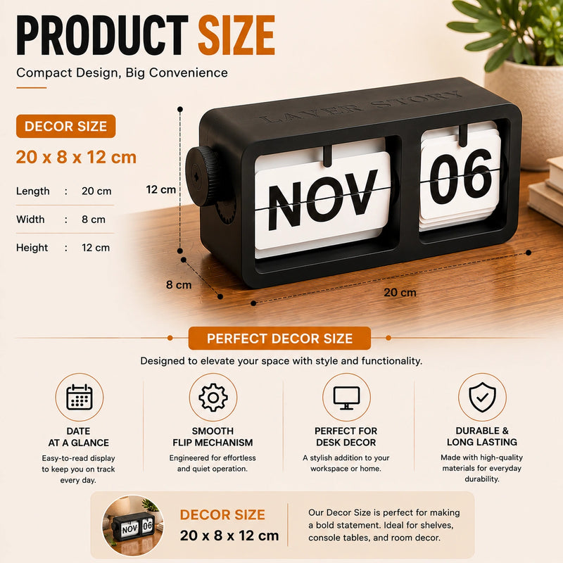 Modern Flip Frame Desk Calendar with perpetual date display for office desk, study table, and workspace decor
