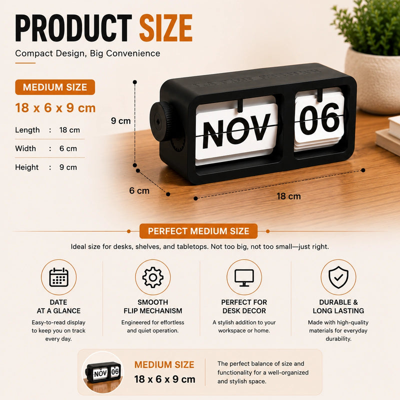 Modern Flip Frame Desk Calendar with perpetual date display for office desk, study table, and workspace decor