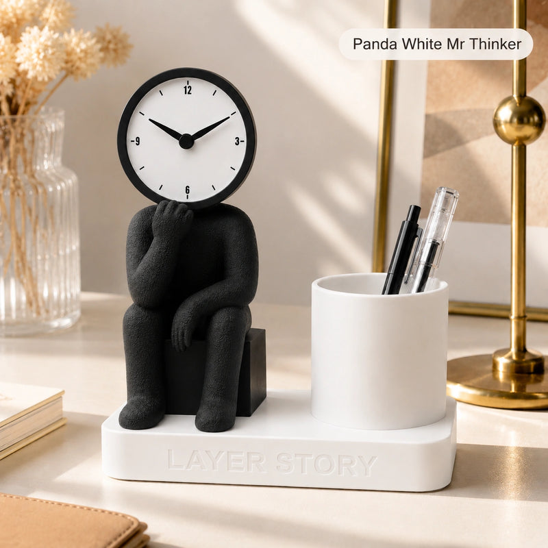 Mr. Thinker – Desk Clock & Pen Stand