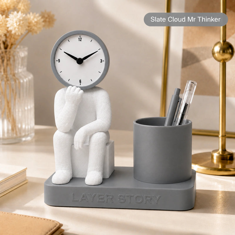 Mr. Thinker – Desk Clock & Pen Stand